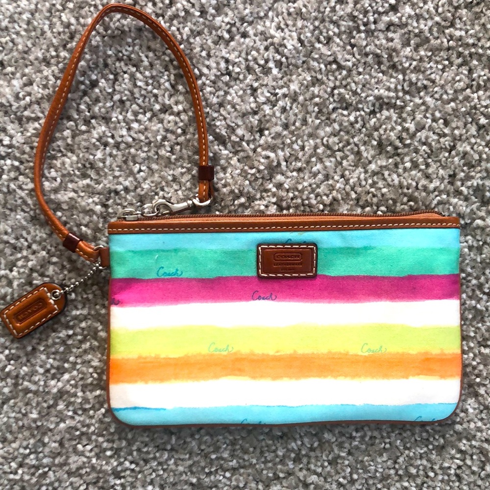 Coach legacy stripe wristlet